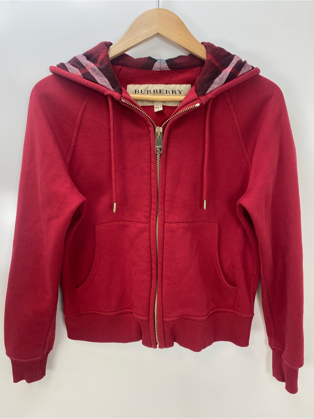 Burberry Red Zip-Front Hoodie